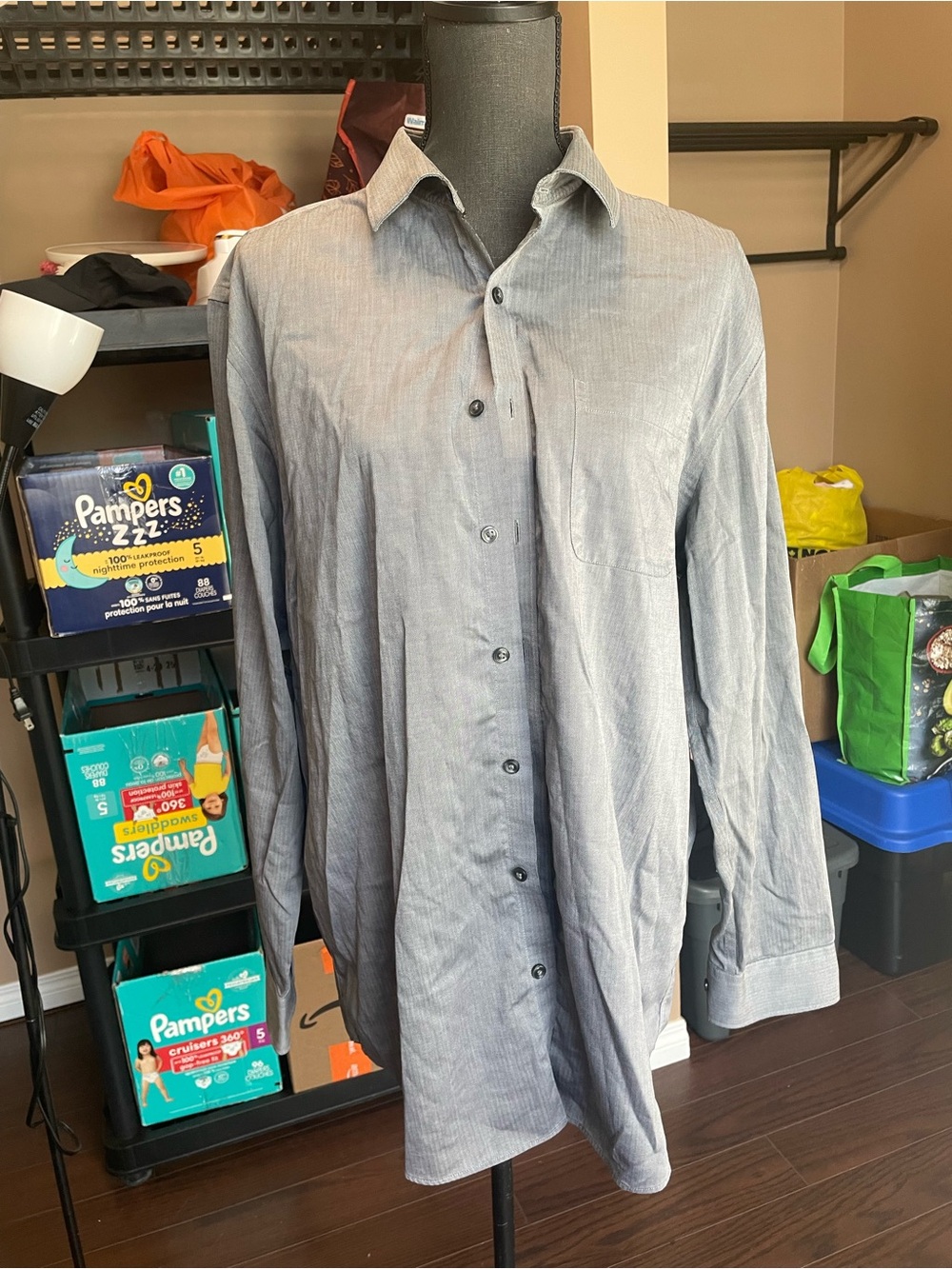 Denver Hayes Men's Button-Up Dress Shirt in Gray (Unisex)